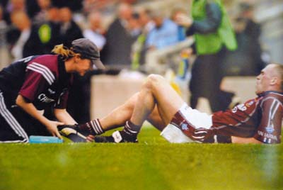 Jeanette Administering Physiotherapy to a Westmeath Player Jeanette Administering Physiotherapy to a Westmeath Player
